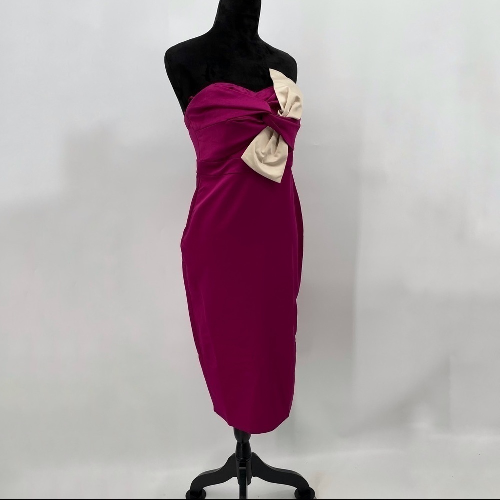 NEW! Lulumari Fuchsia Strapless Satin Dress